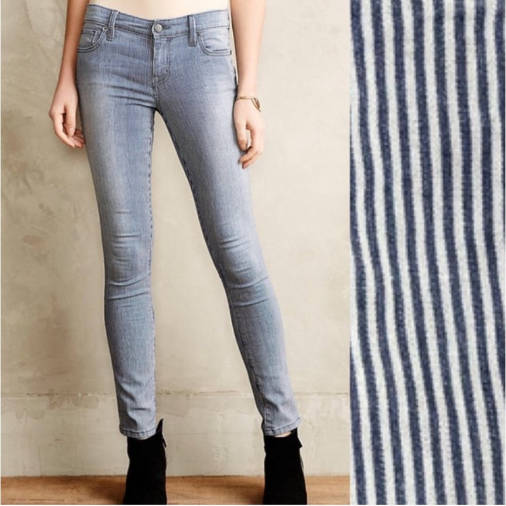 Level 99 Liza Skinny Striped Jeans Gray Blue 26P